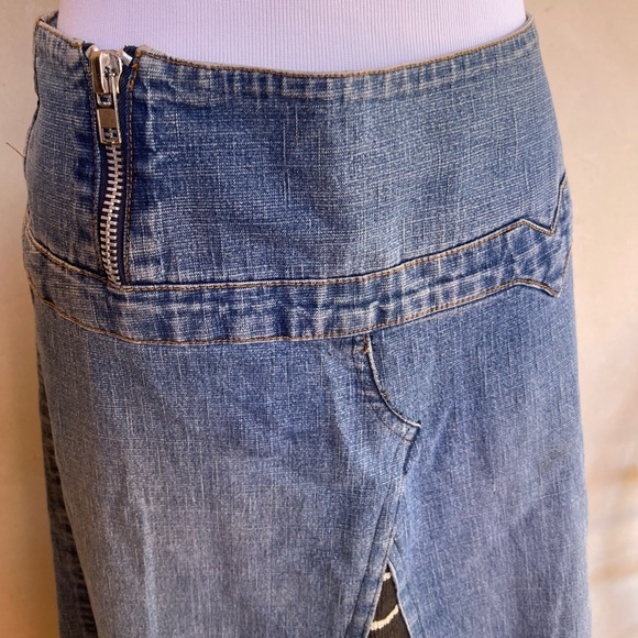 CUSTOM DENIM MAXI SKIRT Hand Made in South Africa Painted Woven Tribal Fabric 5 - Picture 11 of 12